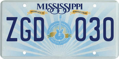 MS license plate ZGD030