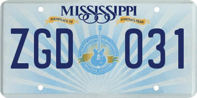 MS license plate ZGD031