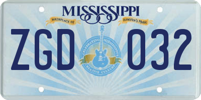 MS license plate ZGD032