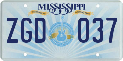 MS license plate ZGD037