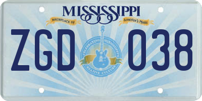 MS license plate ZGD038