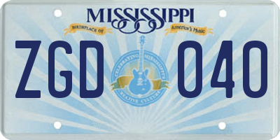 MS license plate ZGD040