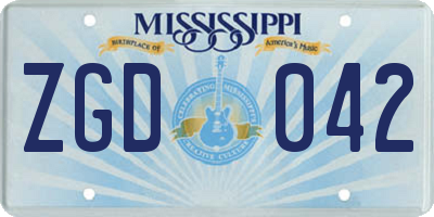 MS license plate ZGD042