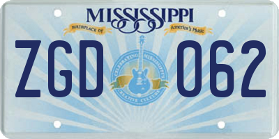MS license plate ZGD062