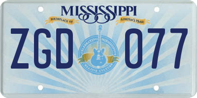MS license plate ZGD077
