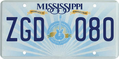 MS license plate ZGD080