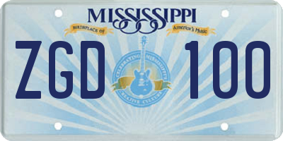 MS license plate ZGD100