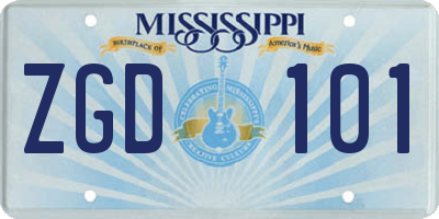 MS license plate ZGD101