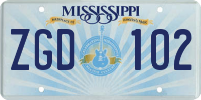 MS license plate ZGD102