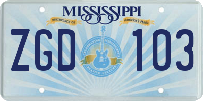 MS license plate ZGD103