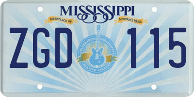 MS license plate ZGD115