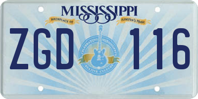 MS license plate ZGD116