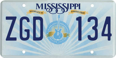 MS license plate ZGD134