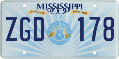 MS license plate ZGD178