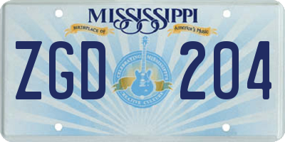 MS license plate ZGD204