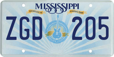 MS license plate ZGD205