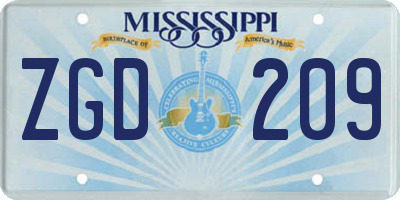 MS license plate ZGD209