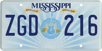 MS license plate ZGD216