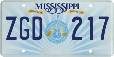 MS license plate ZGD217