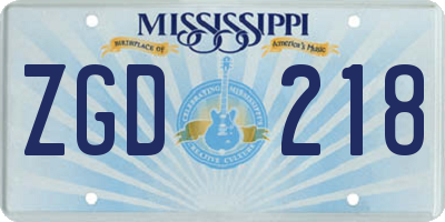 MS license plate ZGD218