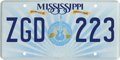 MS license plate ZGD223