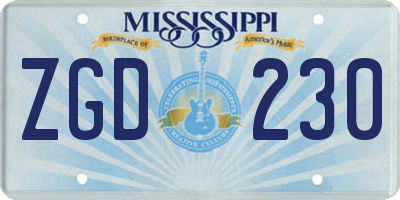MS license plate ZGD230