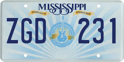 MS license plate ZGD231