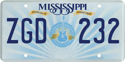 MS license plate ZGD232