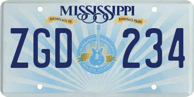 MS license plate ZGD234