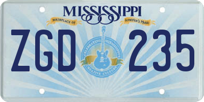 MS license plate ZGD235