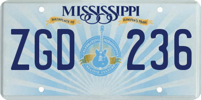 MS license plate ZGD236