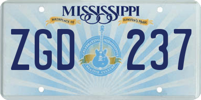MS license plate ZGD237