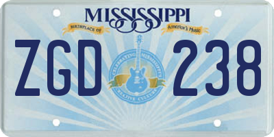 MS license plate ZGD238