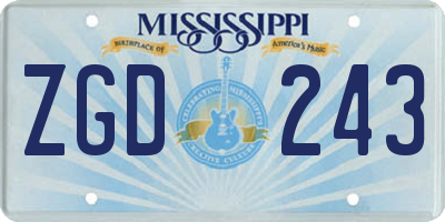 MS license plate ZGD243