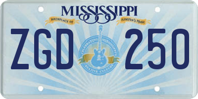 MS license plate ZGD250