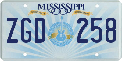 MS license plate ZGD258