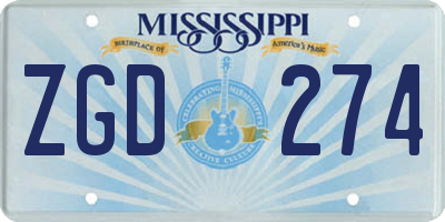 MS license plate ZGD274