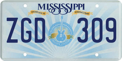 MS license plate ZGD309