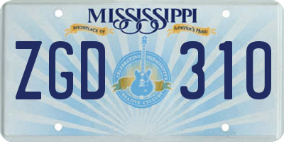 MS license plate ZGD310