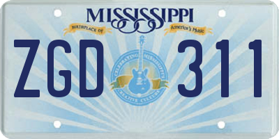 MS license plate ZGD311