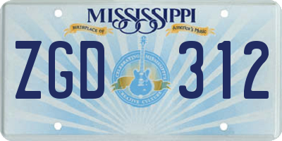 MS license plate ZGD312