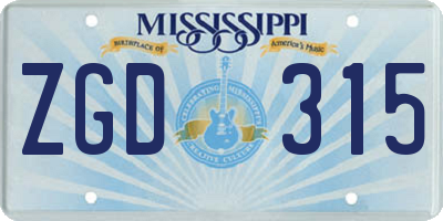 MS license plate ZGD315