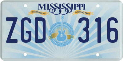 MS license plate ZGD316