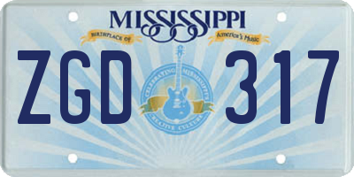 MS license plate ZGD317