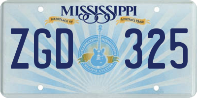 MS license plate ZGD325