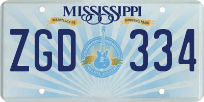MS license plate ZGD334