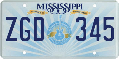 MS license plate ZGD345