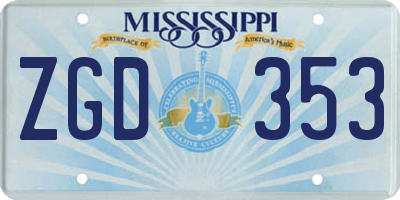 MS license plate ZGD353