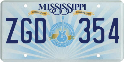 MS license plate ZGD354
