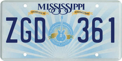 MS license plate ZGD361